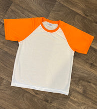 Load image into Gallery viewer, Orange sleeve white body short sleeve RAGLAN
