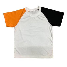 Load image into Gallery viewer, One orange one black sleeve white body short sleeve RAGLAN
