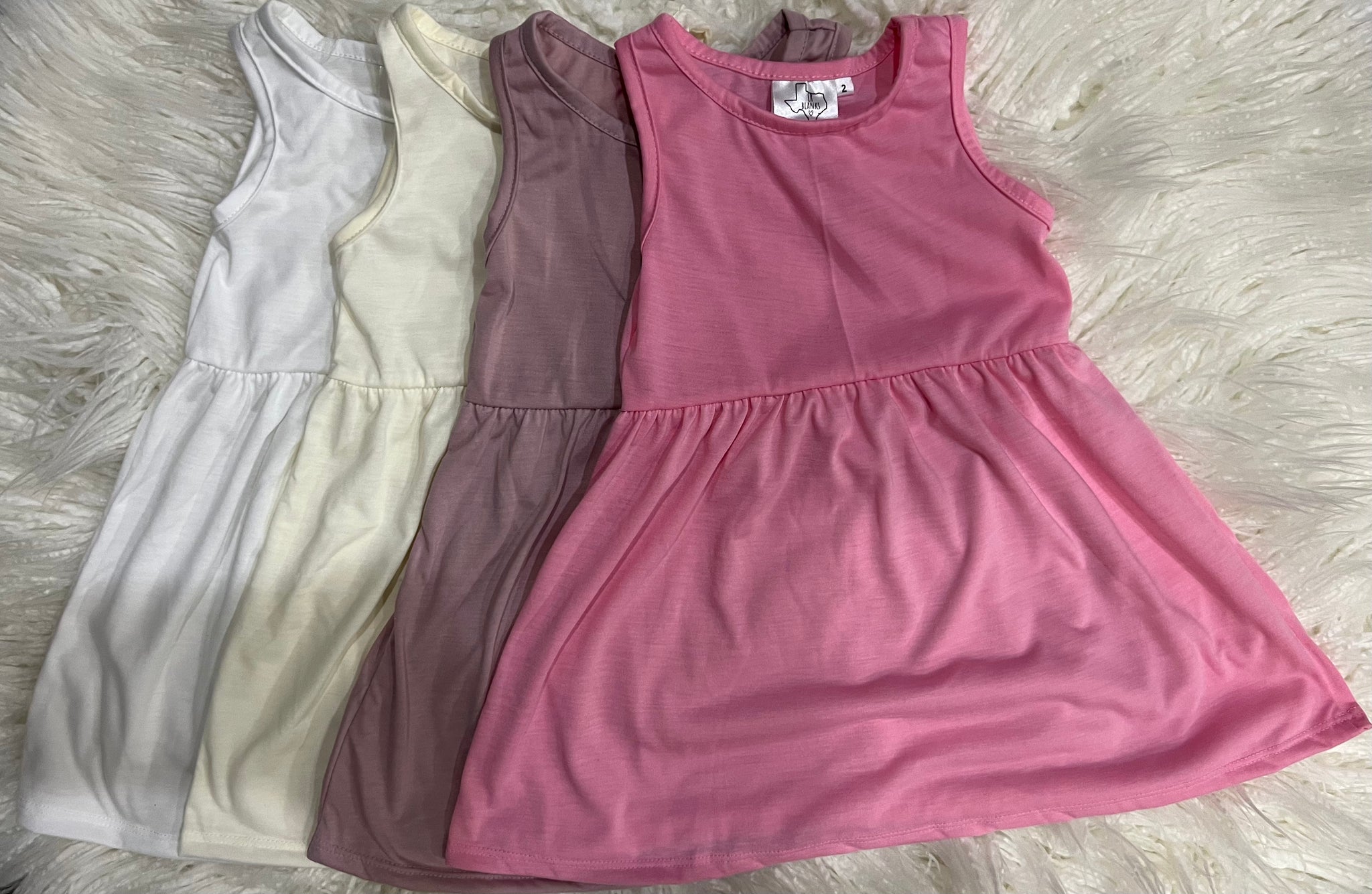 TODDLER 100% polyester colored TANK DRESS – LR Blanks