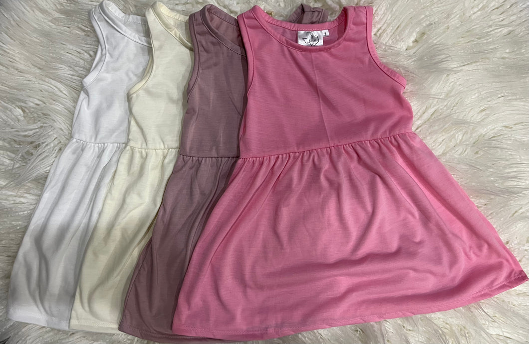 TODDLER 100% polyester colored TANK DRESS