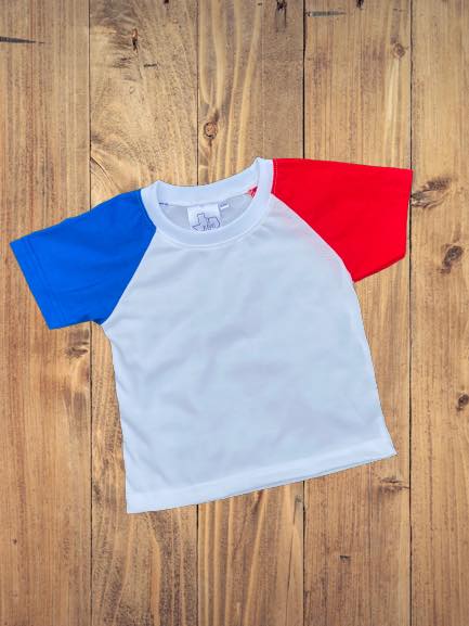 Red, white and blue short sleeve RAGLAN – LR Blanks